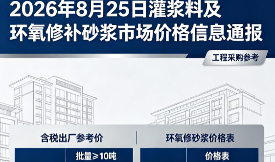 万荣2026年8月25日灌浆料及环氧修补砂浆市场价格信息通报